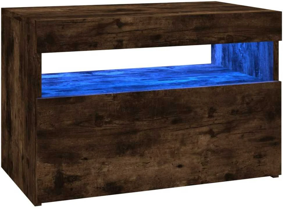 TV spintelė su LED apšvietimu, dūminio ąžuolo, 60x35x40cm