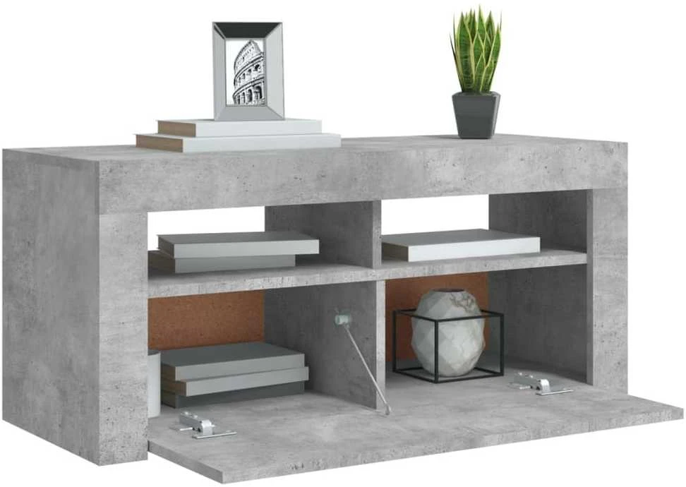 TV staliukas TV spintelė su LED apšvietimu, betono pilka, 90x35x40cm