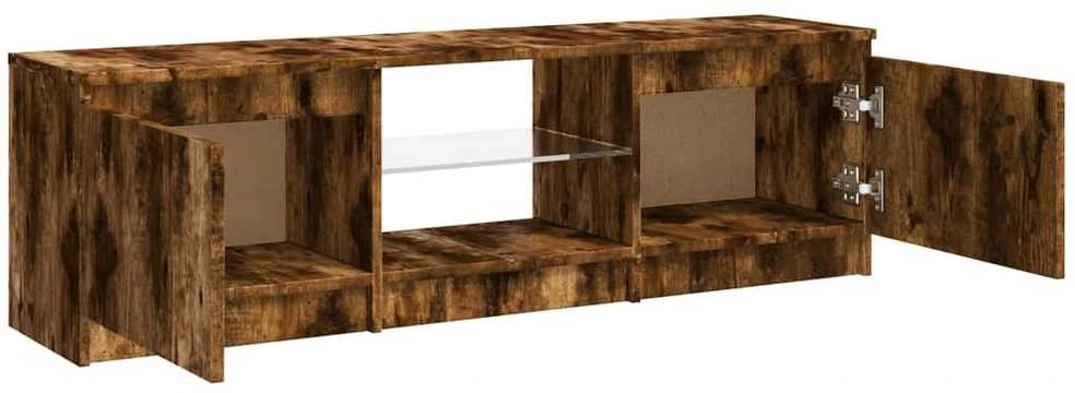 TV staliukas TV spintelė su LED apšvietimu, dūminio ąžuolo, 120x30x35,5cm