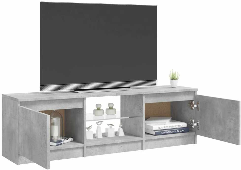 TV staliukas TV spintelė su LED apšvietimu, betono pilka, 120x30x35,5cm