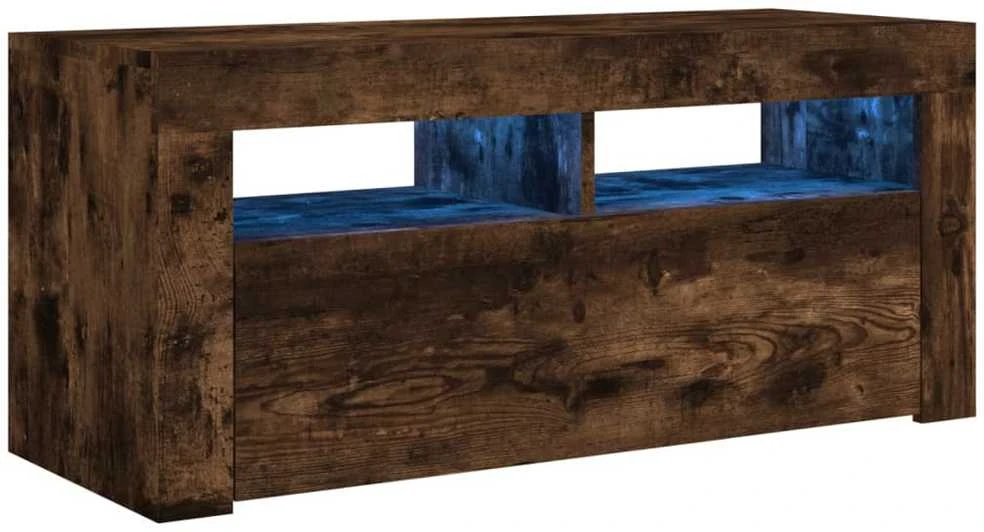 TV staliukas TV spintelė su LED apšvietimu, dūminio ąžuolo, 90x35x40cm
