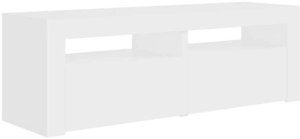 TV staliukas TV spintelė su LED apšvietimu, balta spalva, 120x35x40 cm