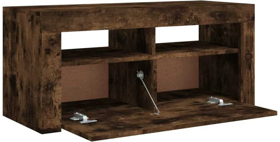 TV staliukas TV spintelė su LED apšvietimu, dūminio ąžuolo, 90x35x40cm