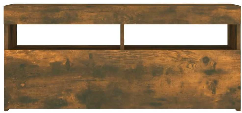 TV staliukas TV spintelė su LED apšvietimu, dūminio ąžuolo, 90x35x40cm