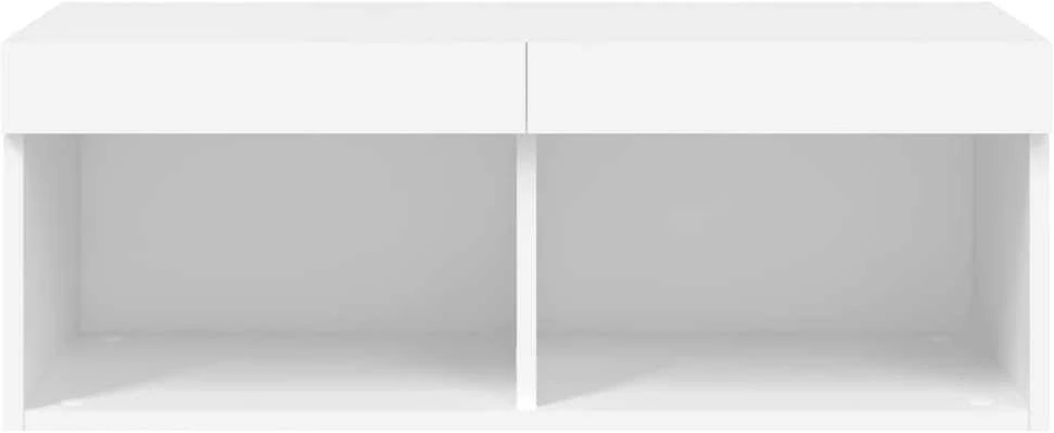 TV staliukas TV spintelė su LED lemputėmis, baltos spalvos, 80x30x30cm