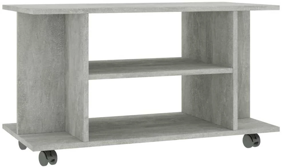 TV staliukas TV spintelė su ratukais, betono pilkos sp., 80x40x45cm, mediena