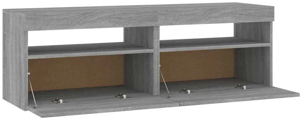 TV staliukas TV spintelės su LED, 2vnt., pilkos ąžuolo, 60x35x40cm