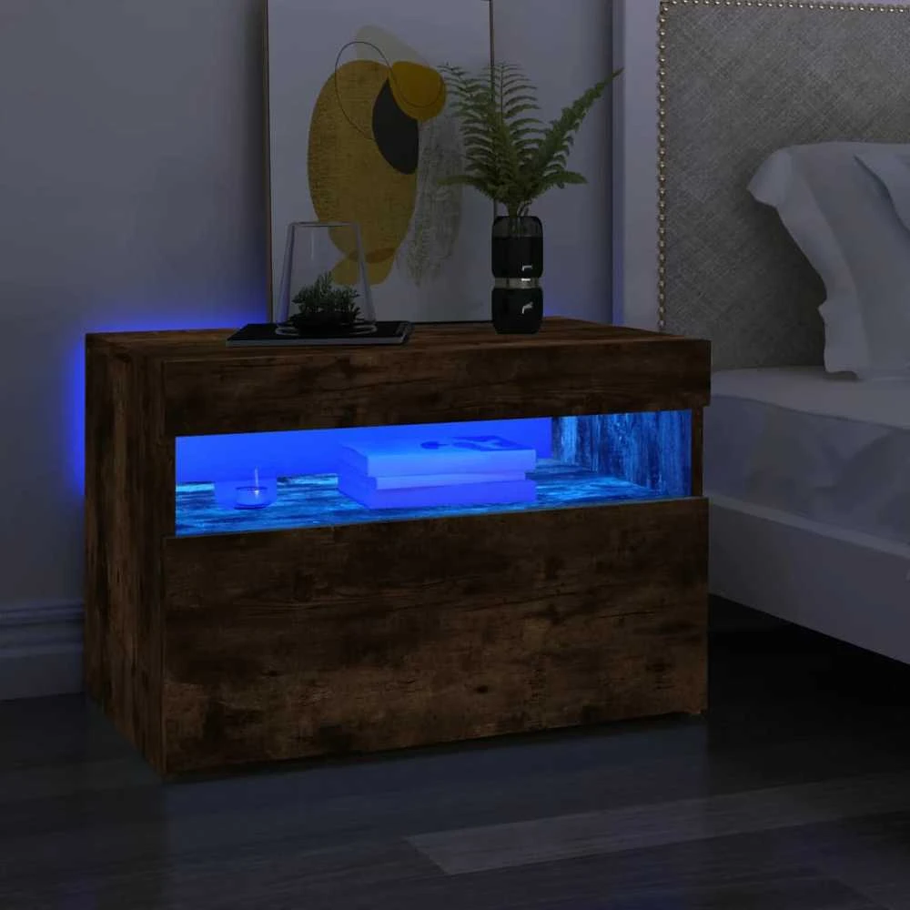 TV staliukas TV spintelės su LED, 2vnt., dūminio ąžuolo, 60x35x40cm