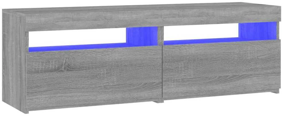 TV staliukas TV spintelės su LED, 2vnt., pilkos ąžuolo, 60x35x40cm