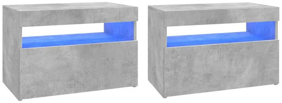 TV staliukas TV spintelės su LED apšvietimu, 2vnt., pilkos, 60x35x40cm