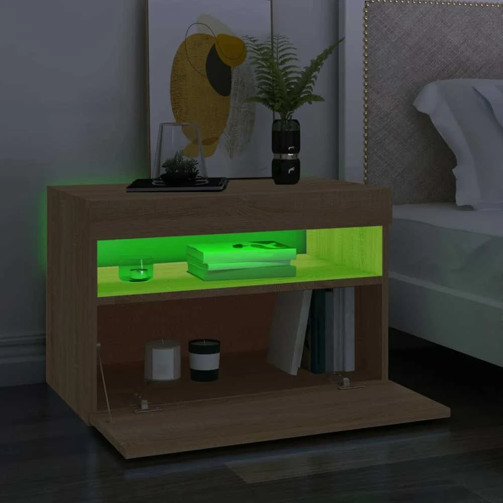 TV staliukas TV spintelės su LED apšvietimu, 2vnt., ąžuolo, 60x35x40cm