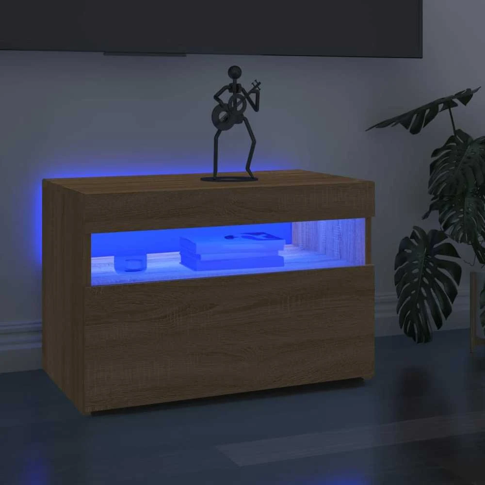 TV staliukas TV spintelės su LED apšvietimu, 2vnt., ąžuolo, 60x35x40cm