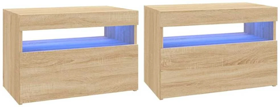 TV staliukas TV spintelės su LED apšvietimu, 2vnt., ąžuolo, 60x35x40cm