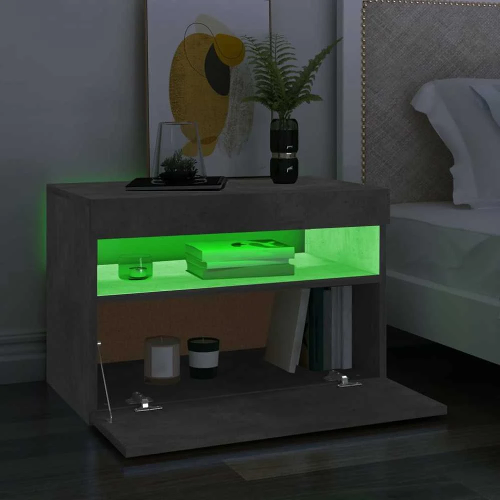 TV staliukas TV spintelės su LED apšvietimu, 2vnt., pilkos, 60x35x40cm