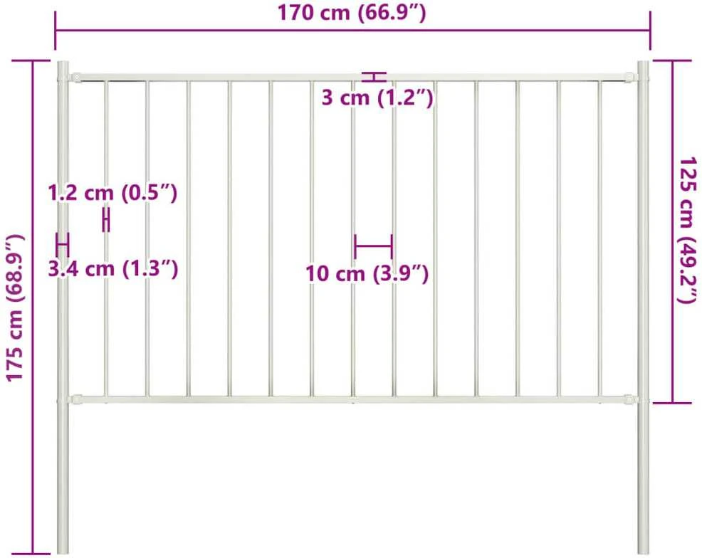 Tvoros plokštė su stulpais, baltos spalvos, 1,7x1,25m, plienas