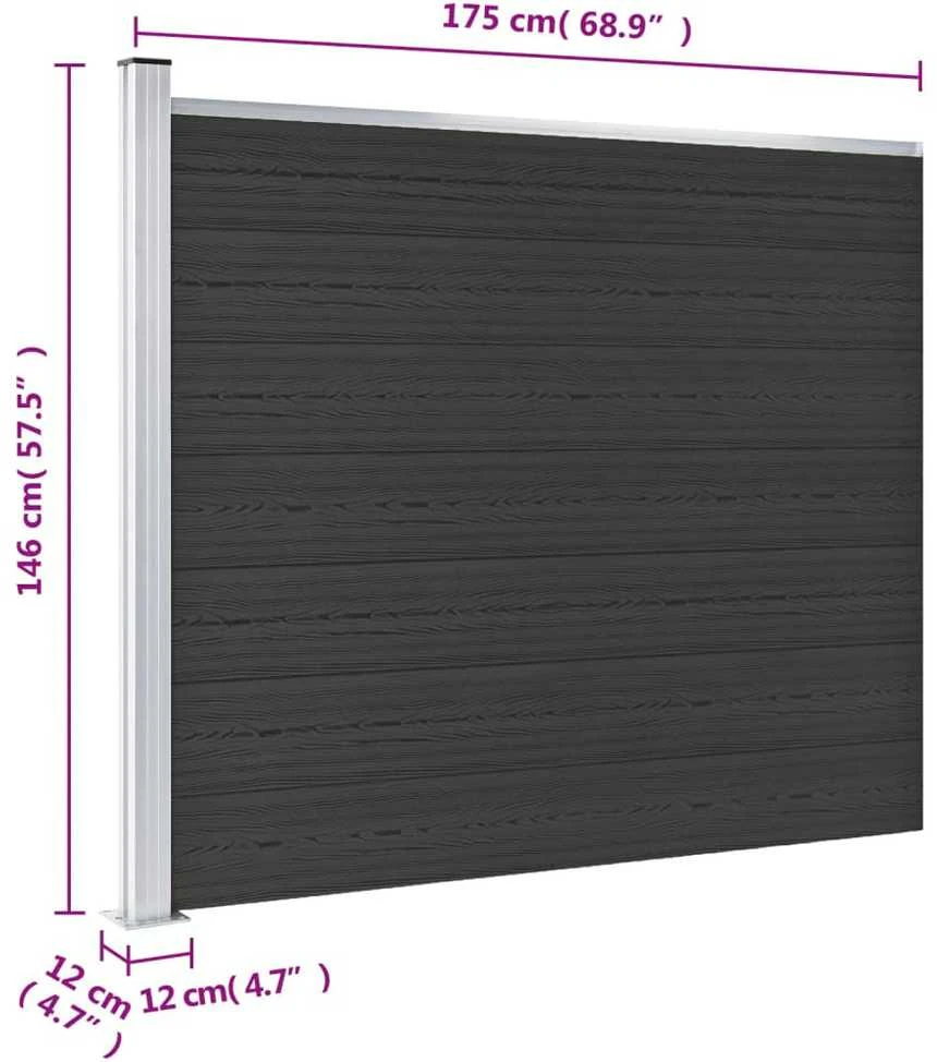 Tvoros segmentas, juodos spalvos, 175x146cm, WPC