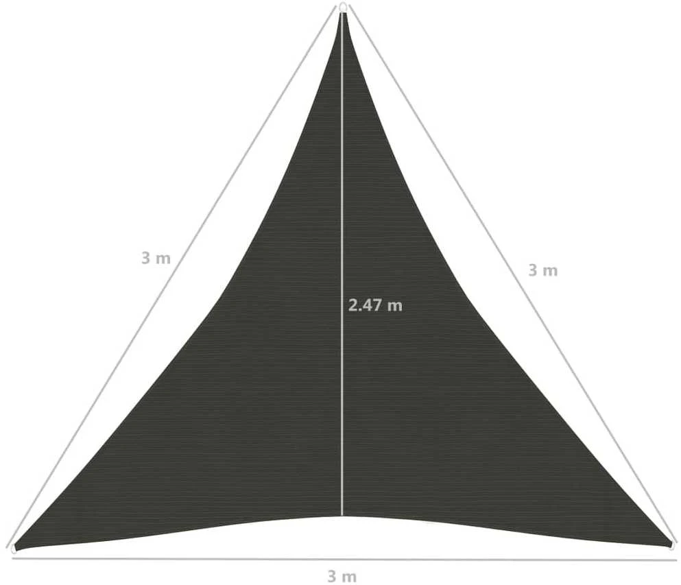 Uždanga nuo saulės, antracito spalvos, 3x3x3m, HDPE, 160g/m²