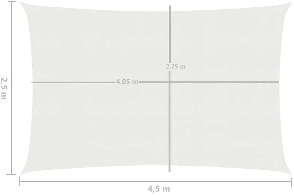 Uždanga nuo saulės, baltos spalvos, 2,5x4,5m, HDPE, 160g/m²