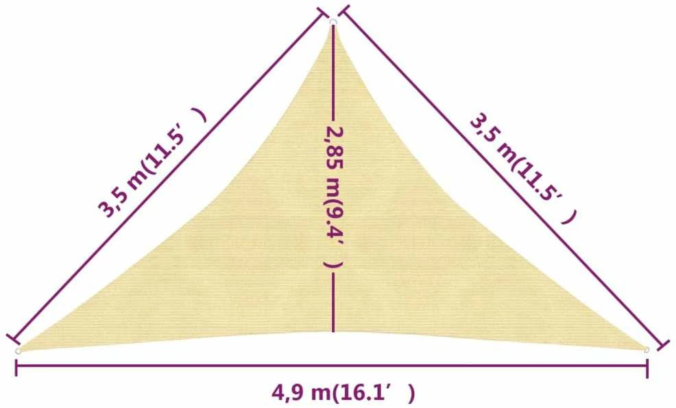 Uždanga nuo saulės, smėlio, 3,5x3,5x4,9m, HDPE, 160g/m²
