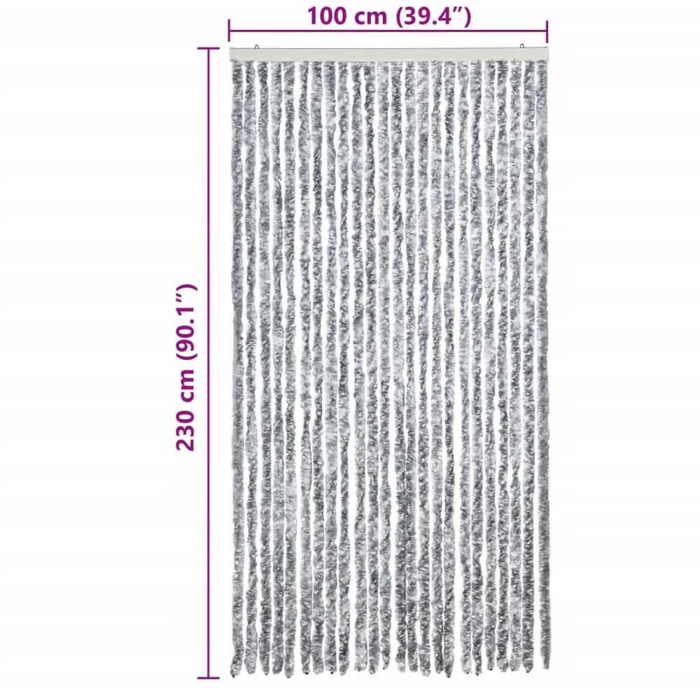Užuolaida nuo musių, balta ir pilka, 100x230cm šenilis