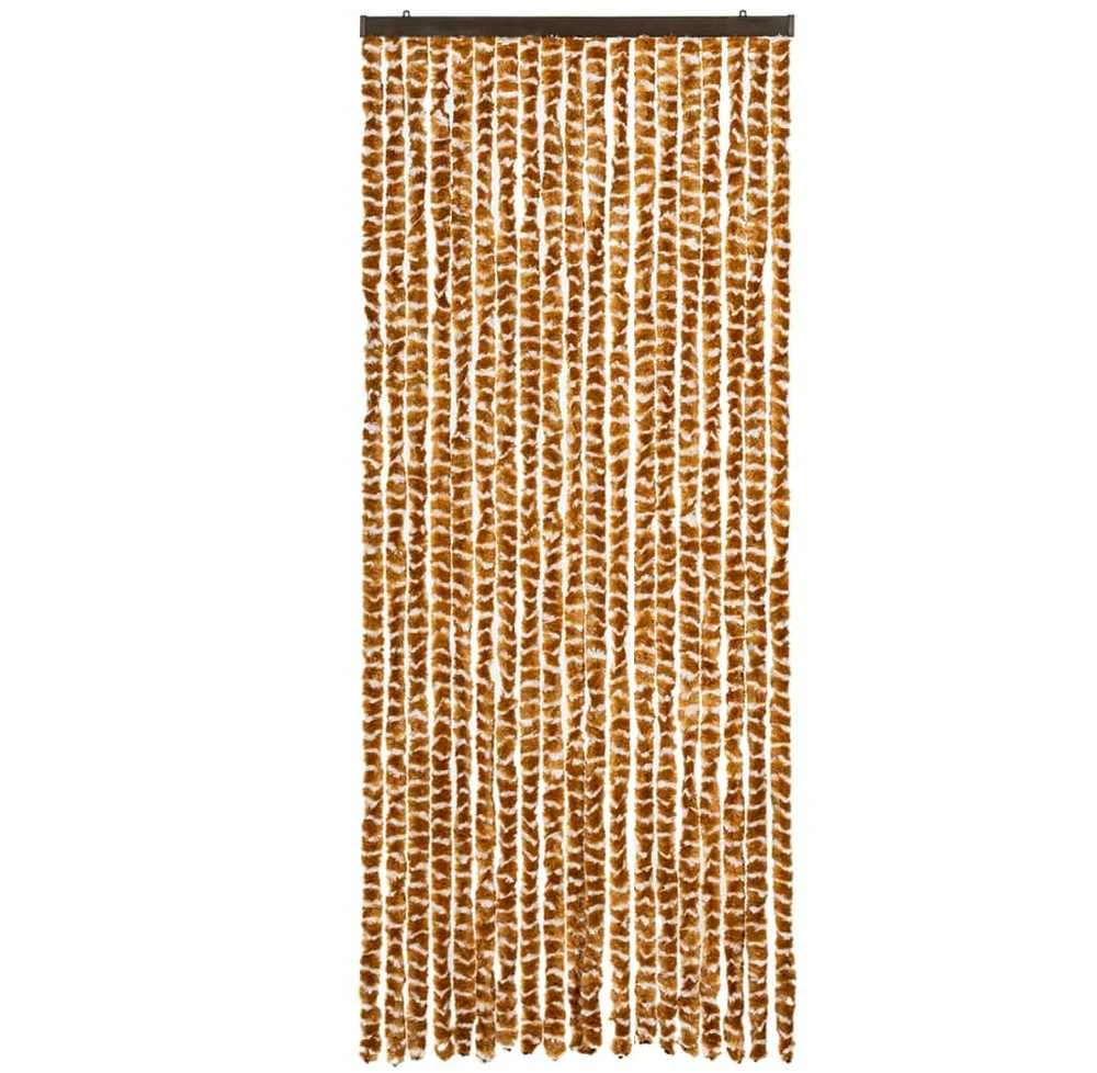 Užuolaida nuo musių, geltonai ruda ir balta, 56x200cm, šenilis