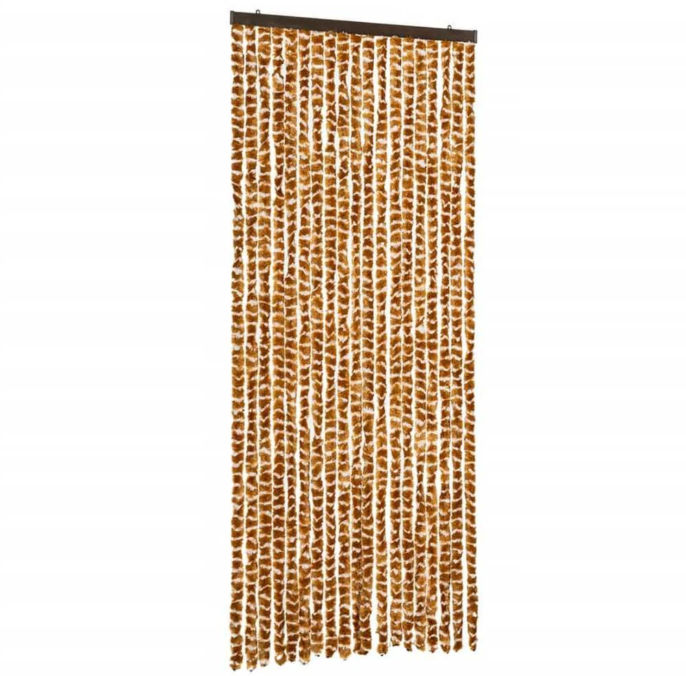Užuolaida nuo musių, geltonai ruda ir balta, 56x200cm, šenilis