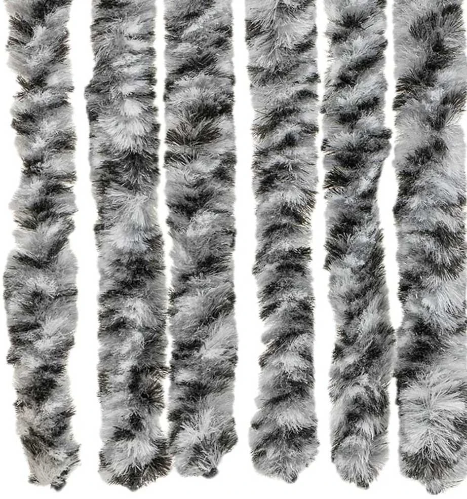 Užuolaida nuo musių, pilka/juoda/balta, 100x230cm, šenilis