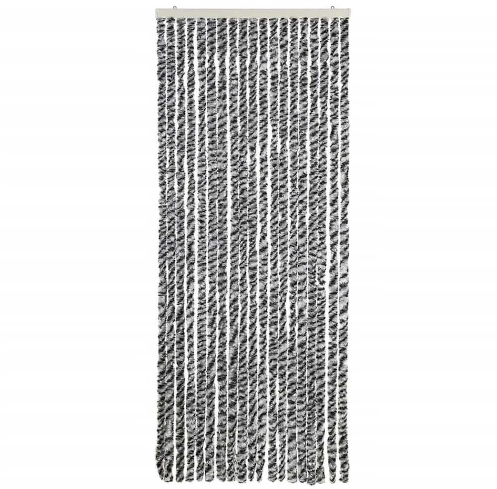 Užuolaida nuo musių, pilka/juoda/balta, 56x200cm, šenilis