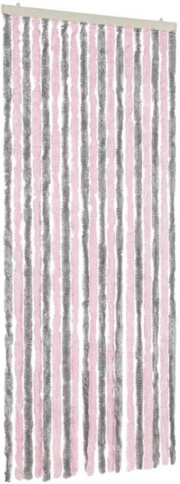 Užuolaida nuo musių, pilkos/rožinės spalvos, 56x200cm šenilis