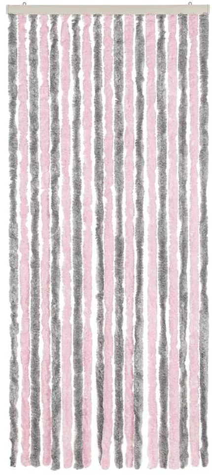 Užuolaida nuo musių, pilkos/rožinės spalvos, 56x200cm šenilis