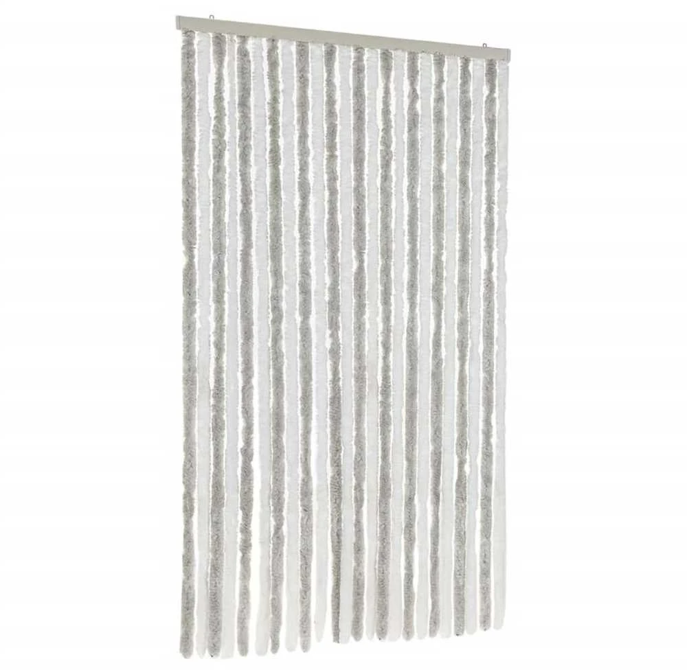 Užuolaida nuo musių, šviesiai pilka ir balta, 100x230cm šenilis