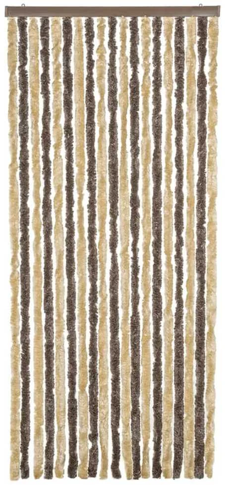 Užuolaida nuo musių, tamsiai ruda ir smėlio, 56x185cm šenilis