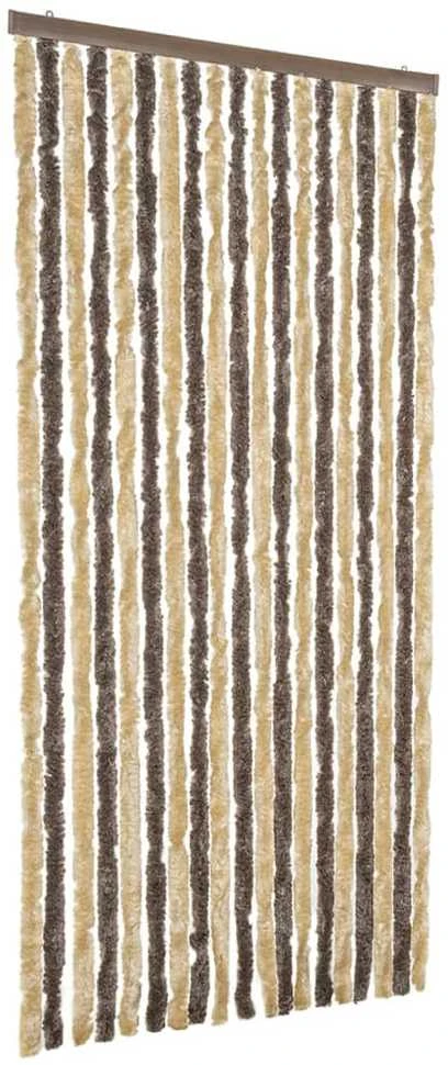 Užuolaida nuo musių, tamsiai ruda ir smėlio, 56x185cm šenilis