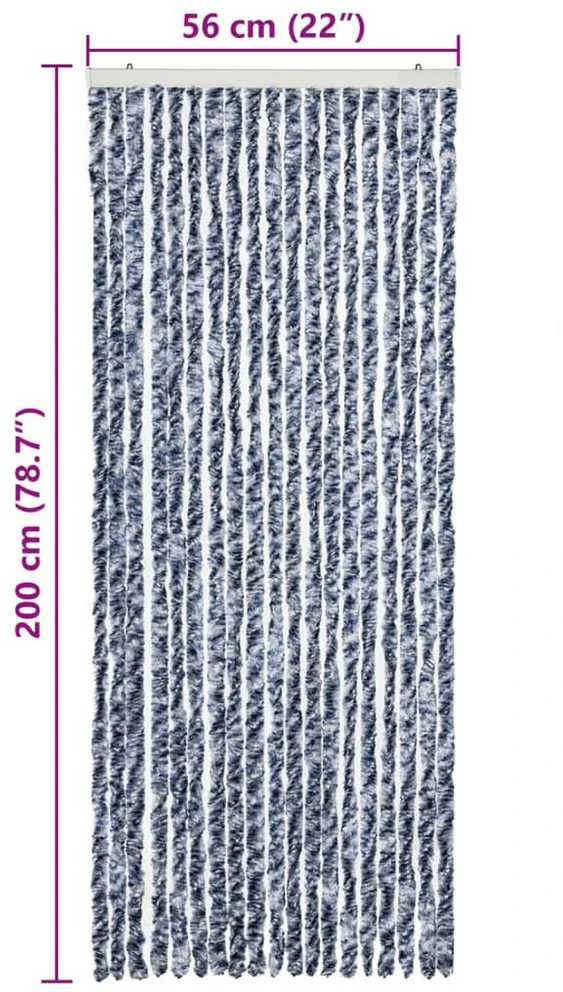 Užuolaida nuo vabzdžių, mėlyna ir balta, 56x200cm, šenilis