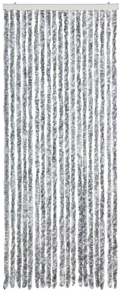 Užuolaida nuo vabzdžių, pilka ir balta, 56x185 cm, šenilis