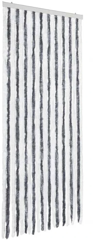 Užuolaida nuo vabzdžių, pilka ir balta, 90x200cm, šenilis