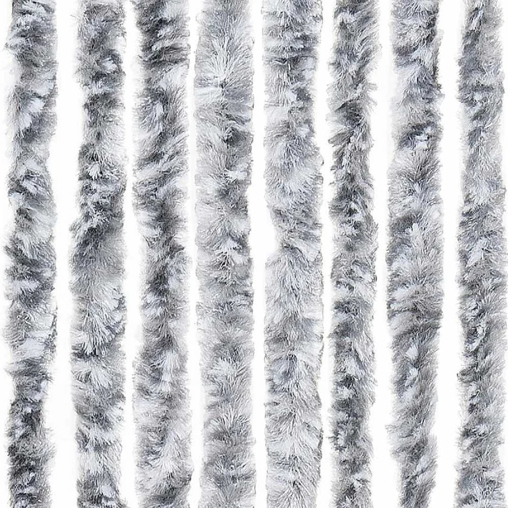 Užuolaida nuo vabzdžių, pilka ir balta, 90x220 cm, šenilis