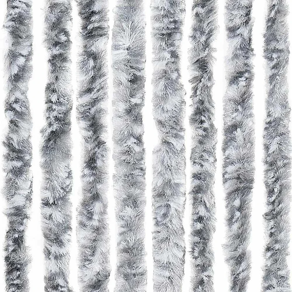 Užuolaida nuo vabzdžių, pilka ir balta, 100x220 cm, šenilis