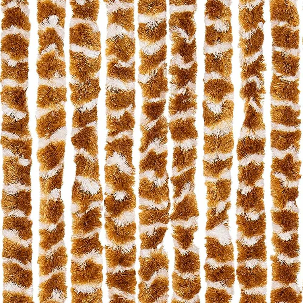 Užuolaida nuo vabzdžių, rusva ir balta, 100x220 cm, šenilis