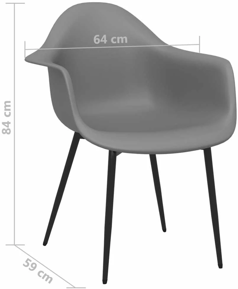 Valgomojo kėdės, 6vnt., pilkos spalvos, PP