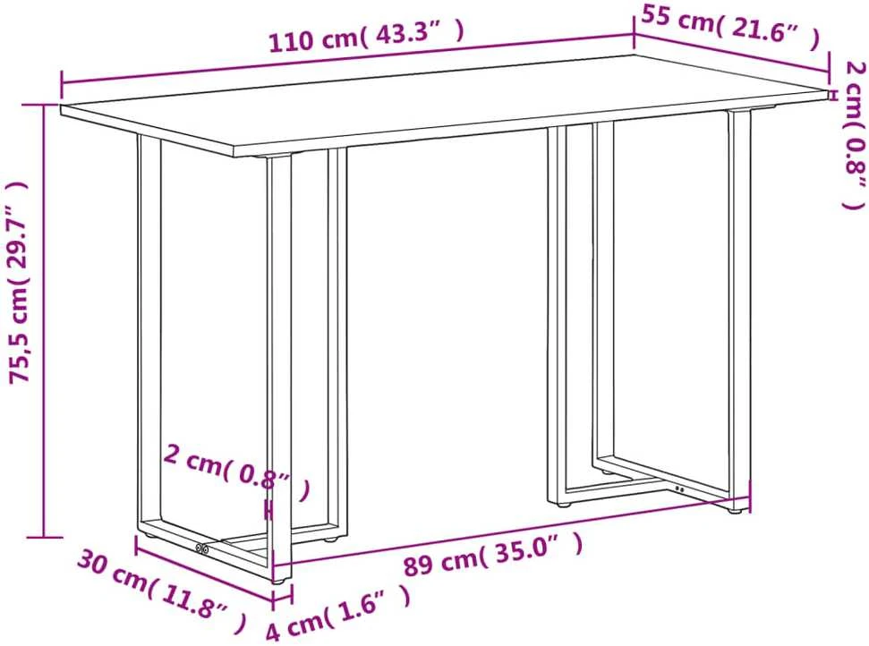 Valgomojo stalas, 110x55x75,5cm, mango medienos masyvas