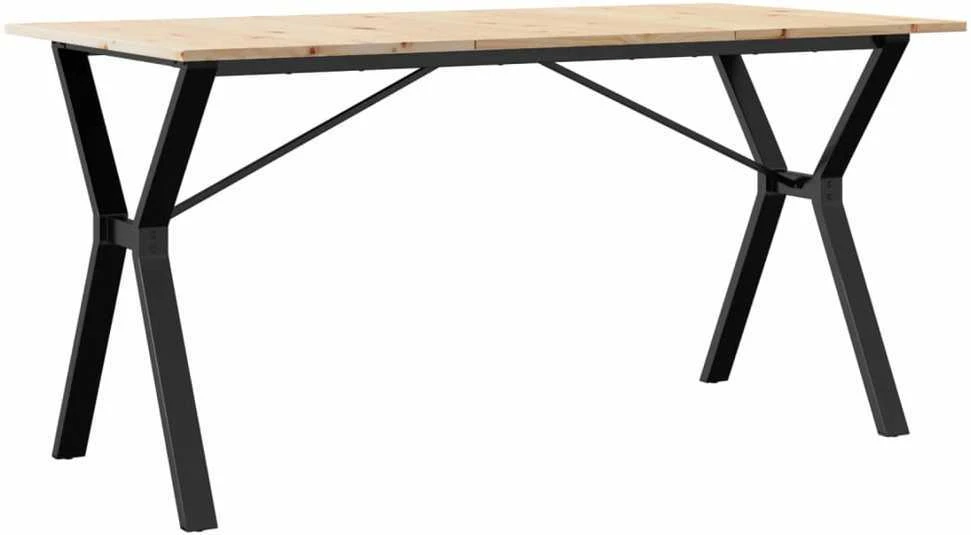 Valgomojo stalas, 160x80x75cm, pušis ir plieno, Y formos rėmas