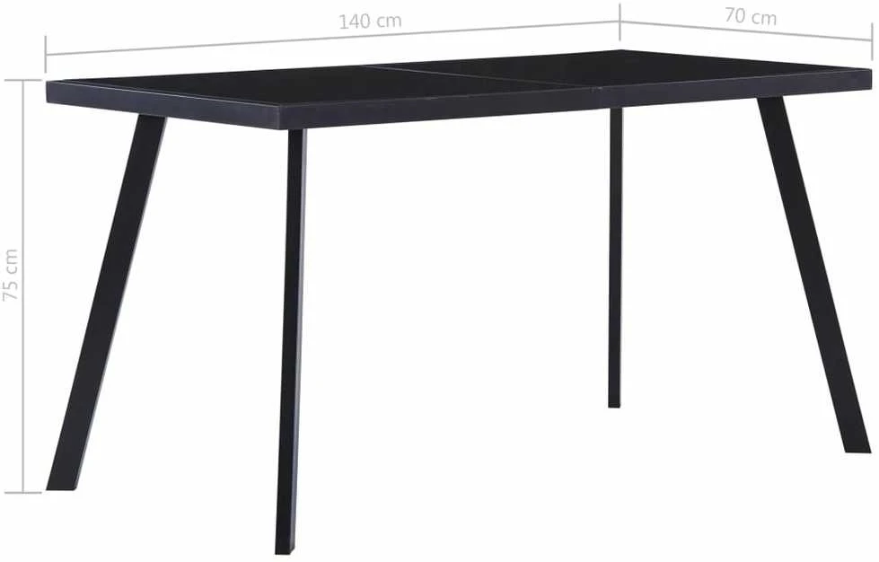 Valgomojo stalas, juodas, 140x70x75cm, grūdintas stiklas