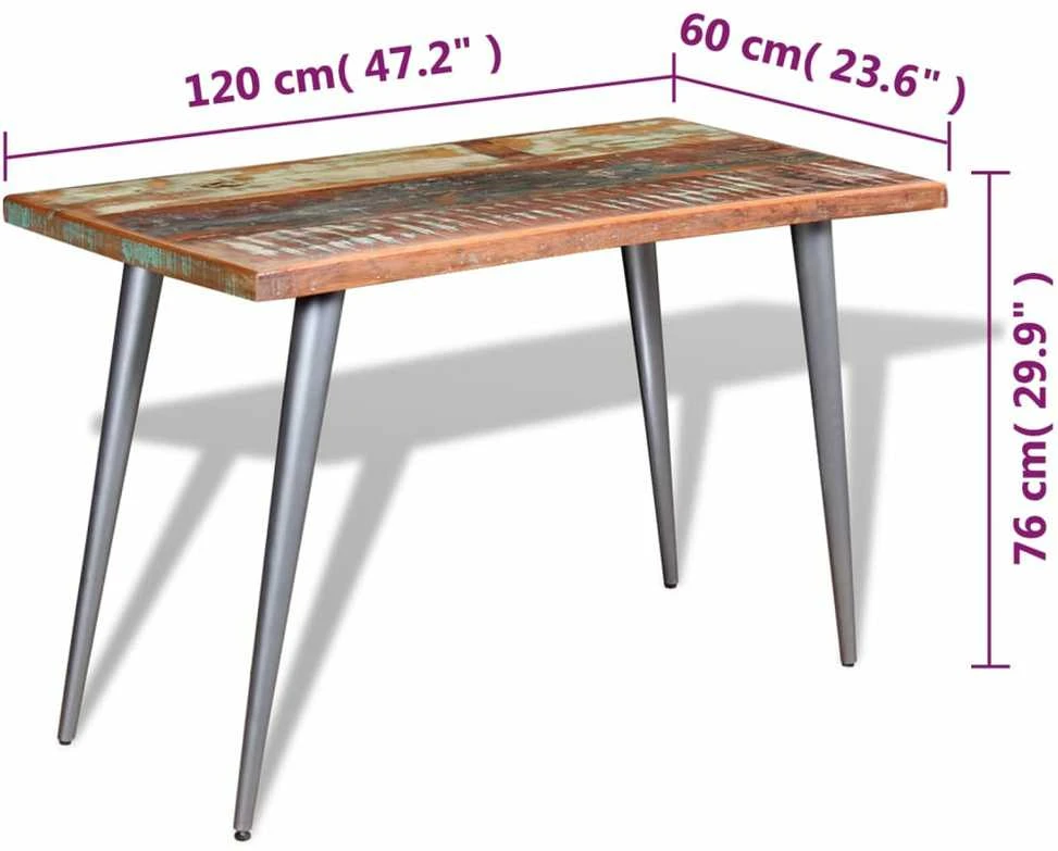 Valgomojo stalas, perdirbtos medienos masyvas, 120x60x76 cm