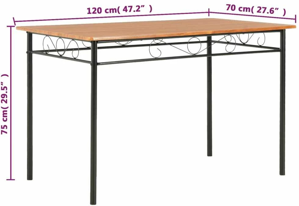 Valgomojo stalas, rudos spalvos, 120x70x75cm, MDF