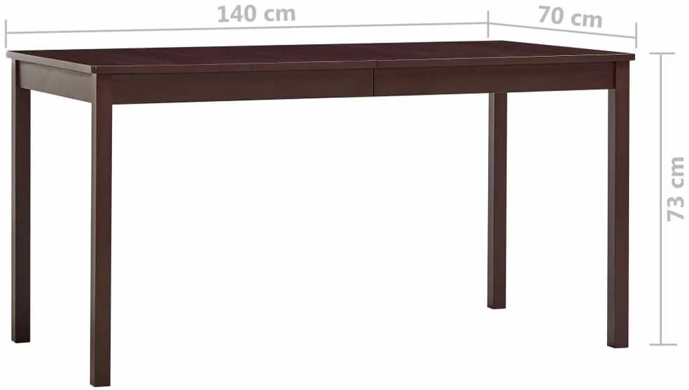 Valgomojo stalas, tams. rud. sp., 140x70x73cm, puš. med. mas.