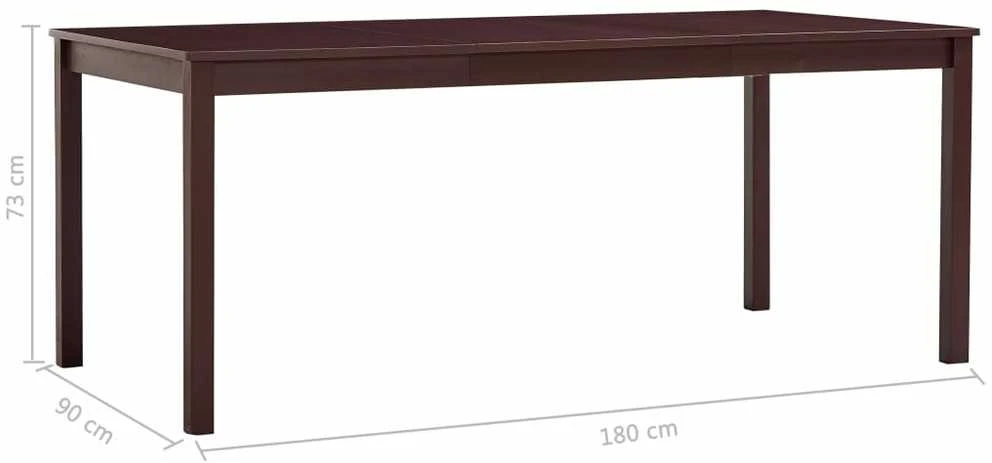 Valgomojo stalas, tams. rud. sp., 180x90x73cm, puš. med. mas.