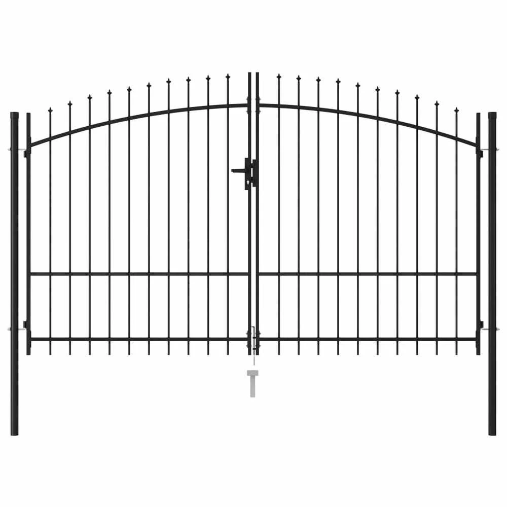 Vartai su smailiais viršugaliais, juodi, 3x1,75m, plienas