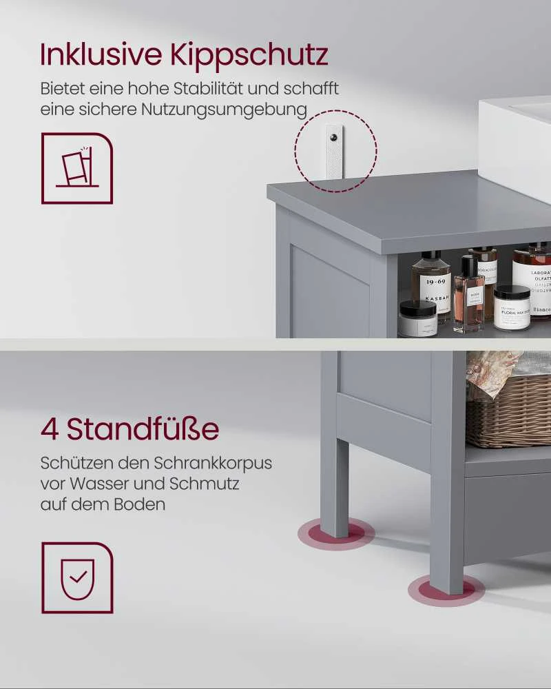 Vasagle Waschbeckenunterschrank extra lang mit 2 Türen