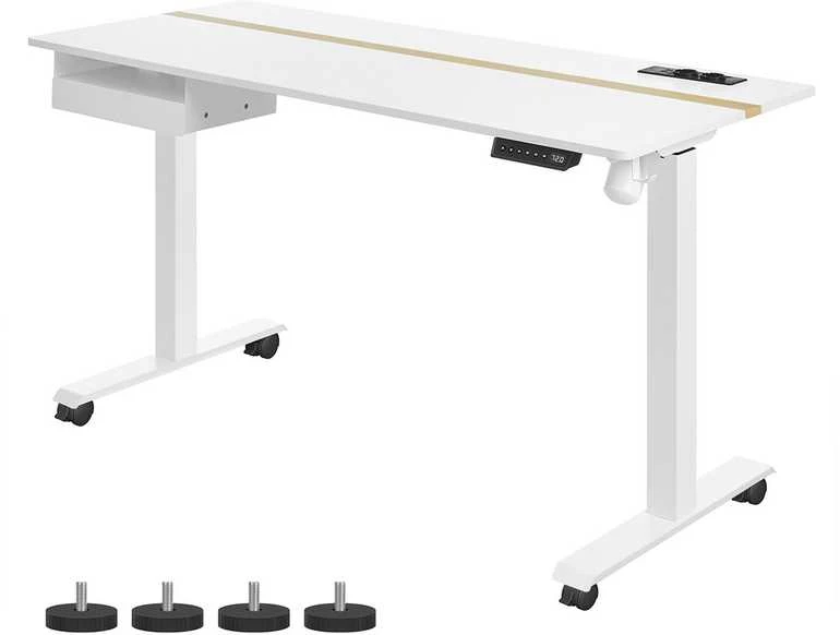 Songmics Vasagle Reguliuojamo aukščio stalas 60 x 140 cm, baltas